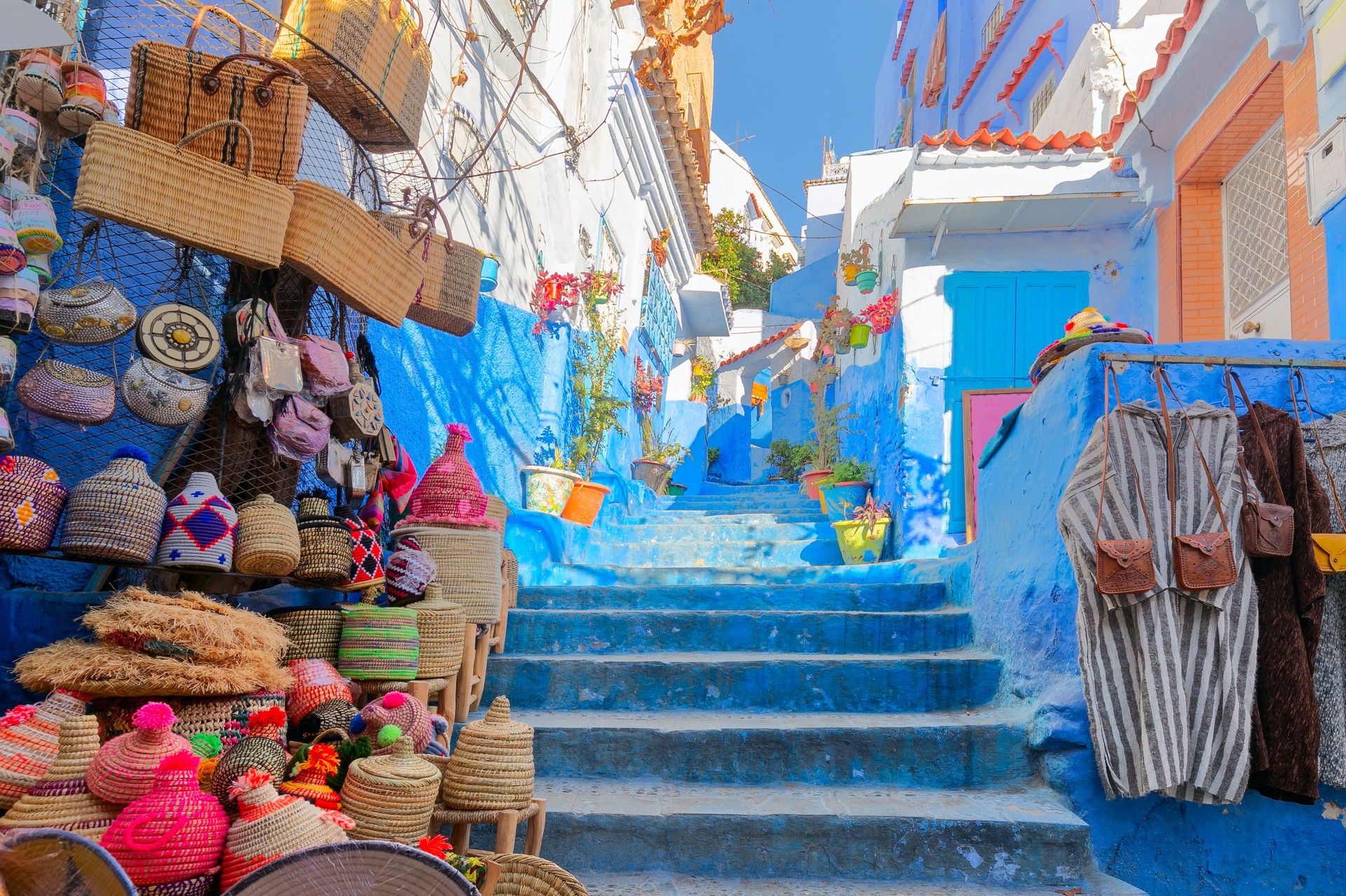 Traditional moroccan architectural details in Chefchaouen, Morocco, Africa